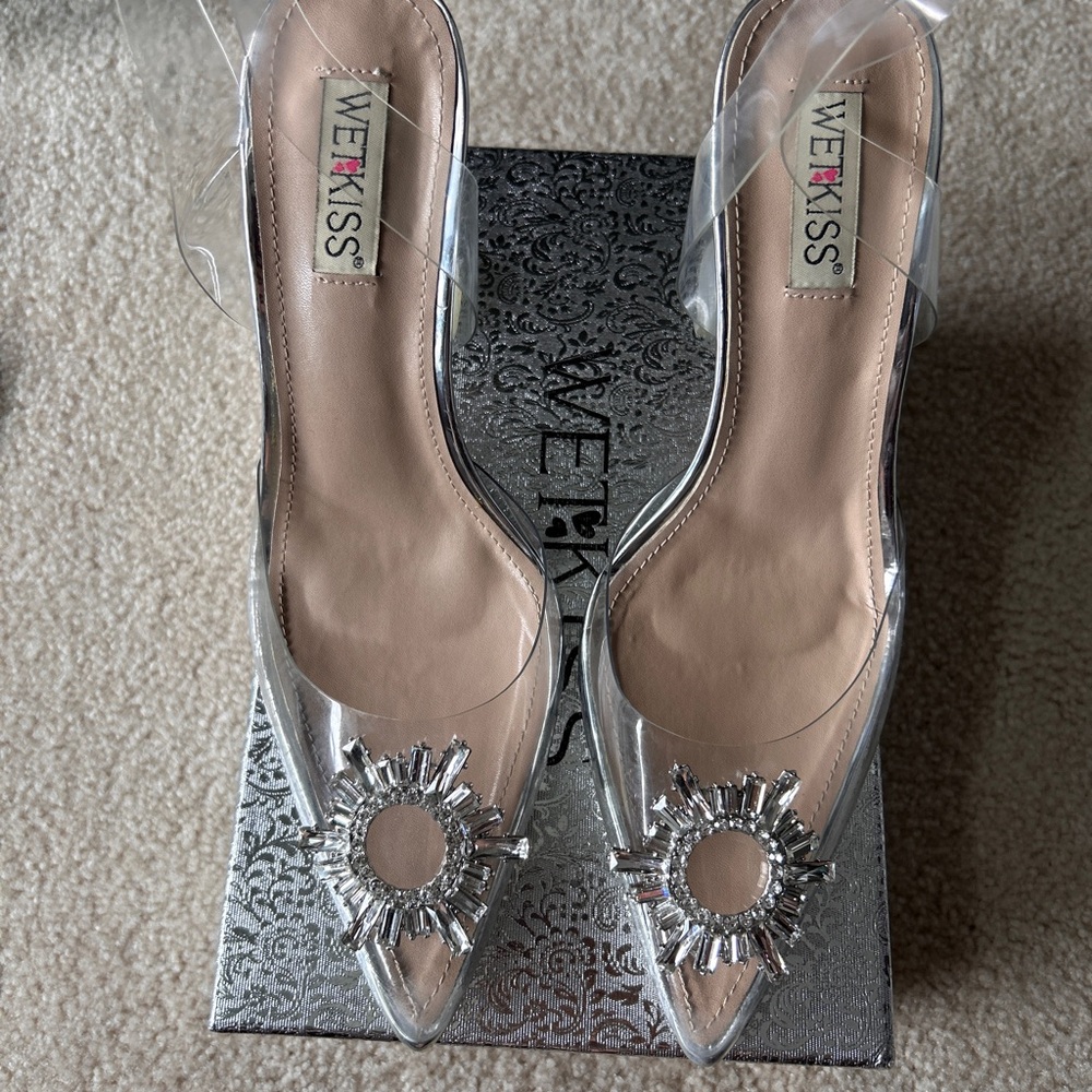 Clear Heels with Silver Accents